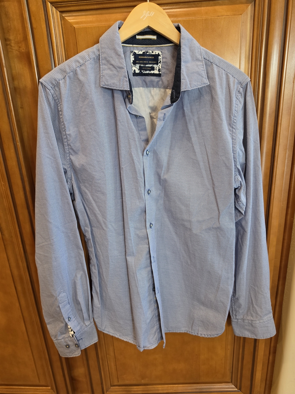 Denim & Flower Ricky Singh Men's Blue Patterned L/S Button-Up Shirt L EUC